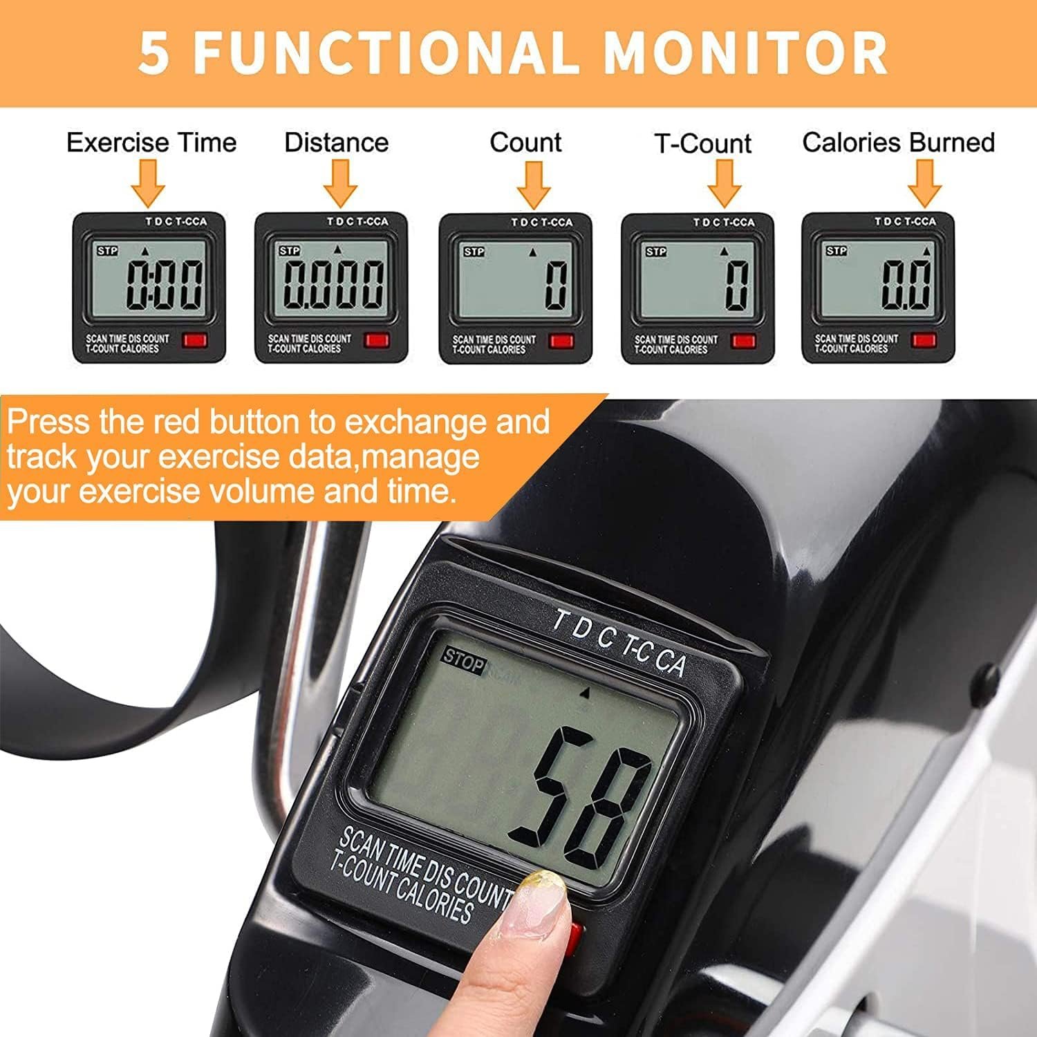 Pedal Exerciser Mini Exercise Bike for Leg & Arm with LCD Display - Image 8