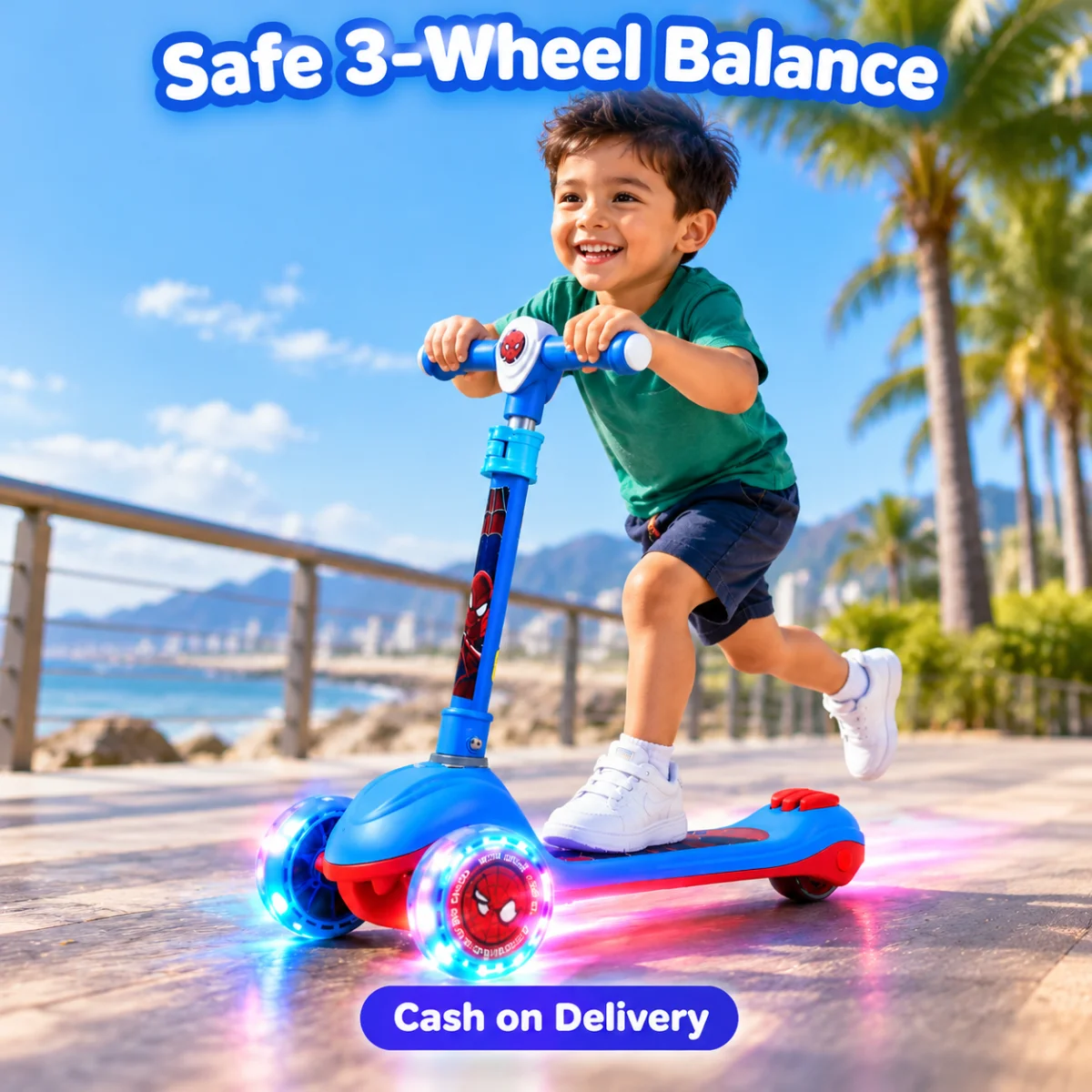 3 wheel scooter for kids safe balance and rear brake