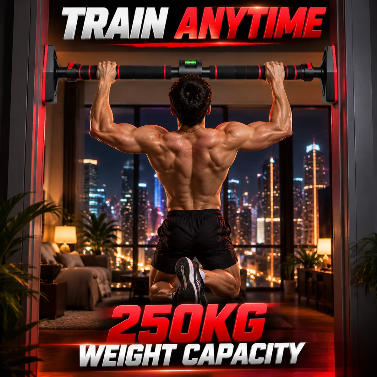 Adjustable door pull up bar - train anytime