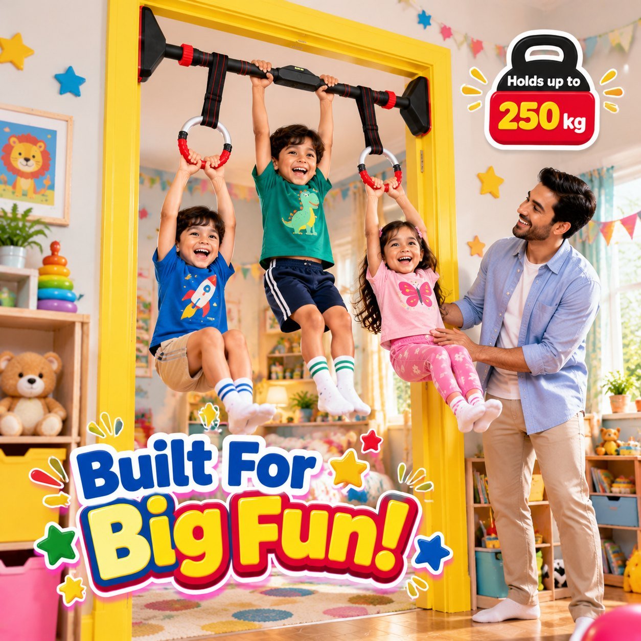 Door pull up bar for kids – built for big fun
