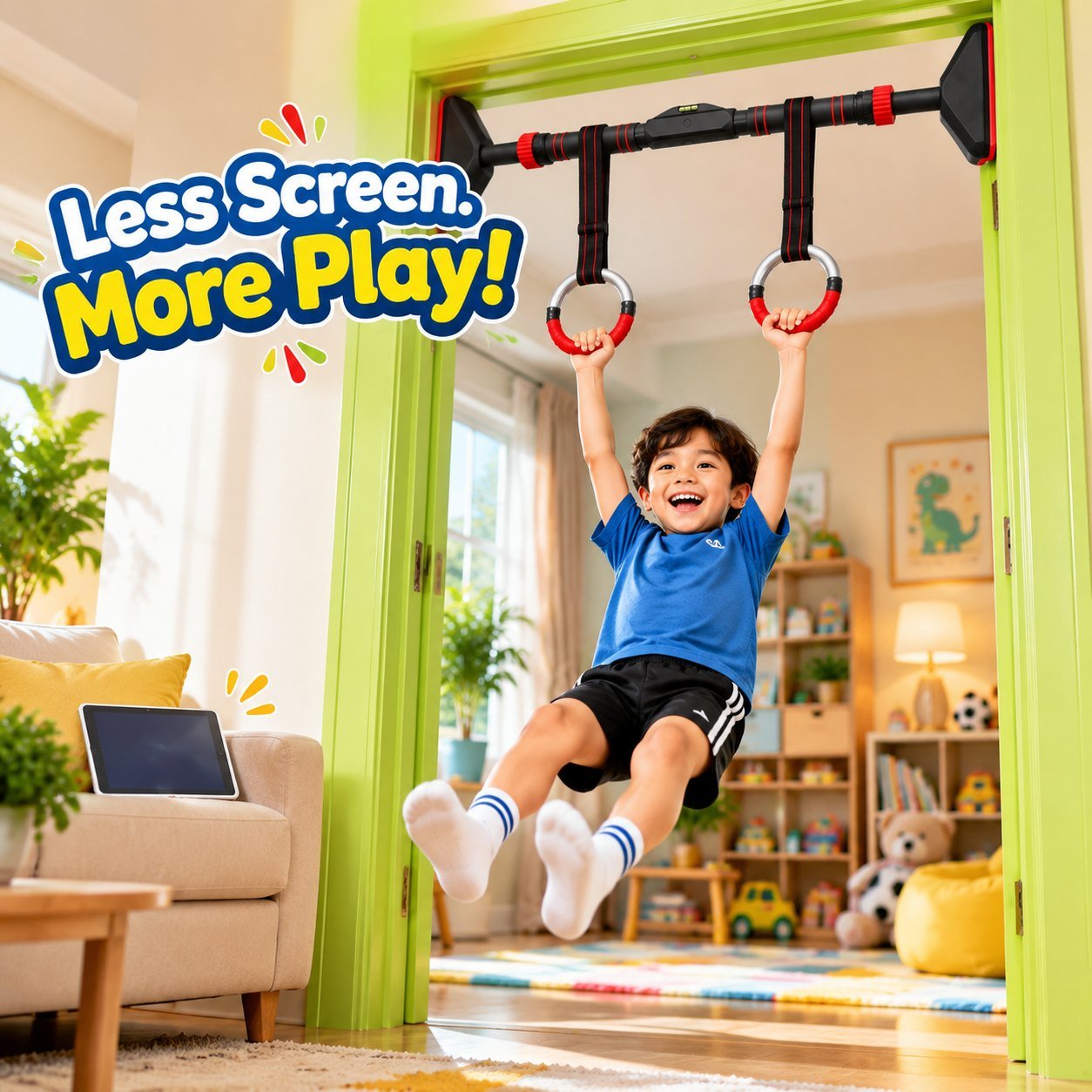 Door pull up bar for kids – less screen more play