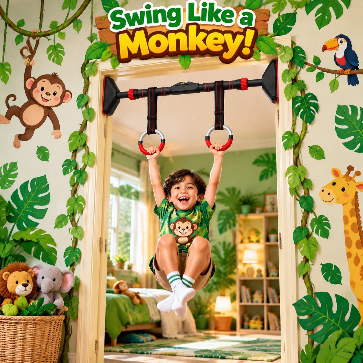 Door pull up bar for kids – jungle swing
