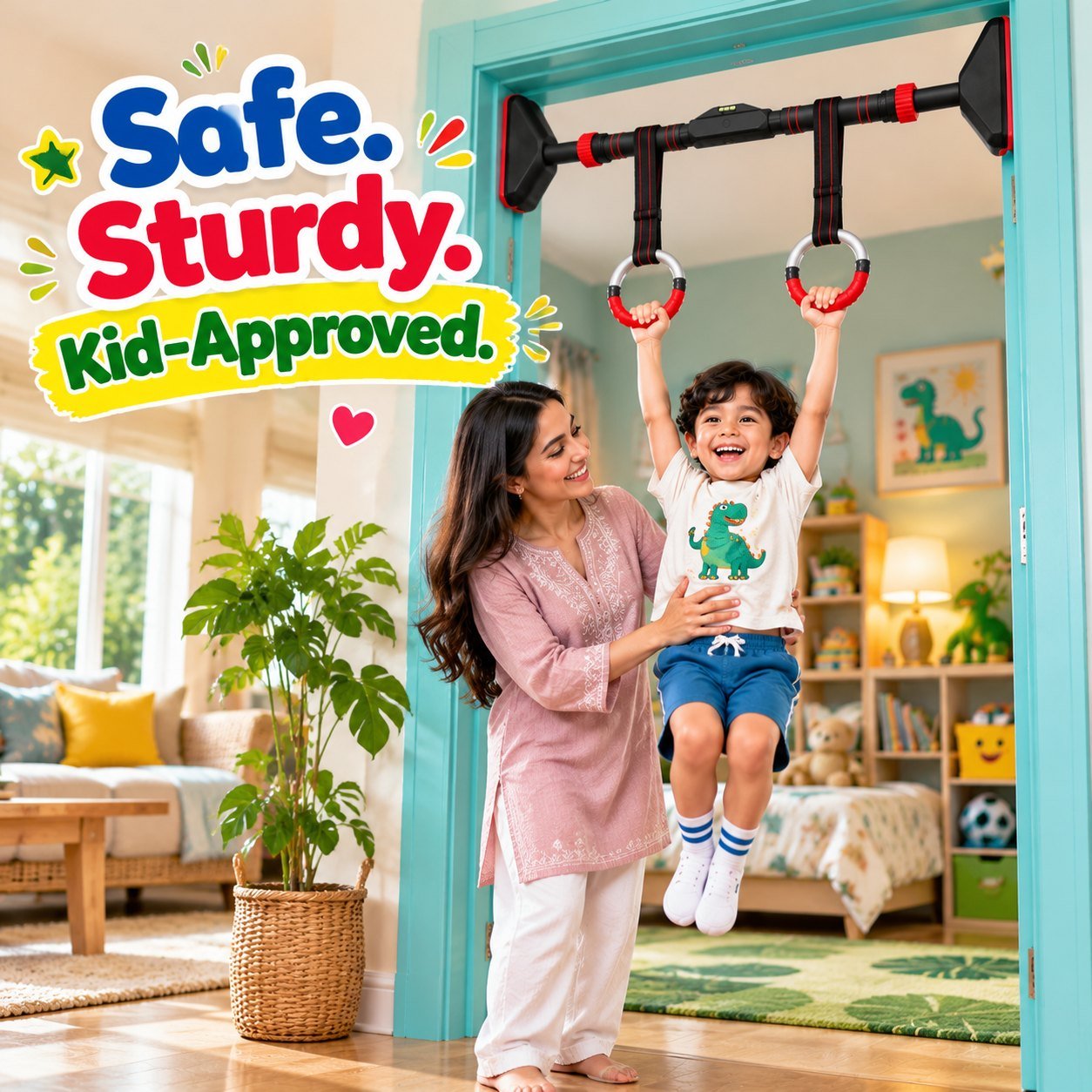 Door pull up bar for kids – parent supervised play