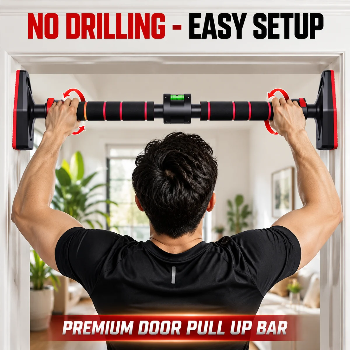 No drilling doorway pull up bar easy setup