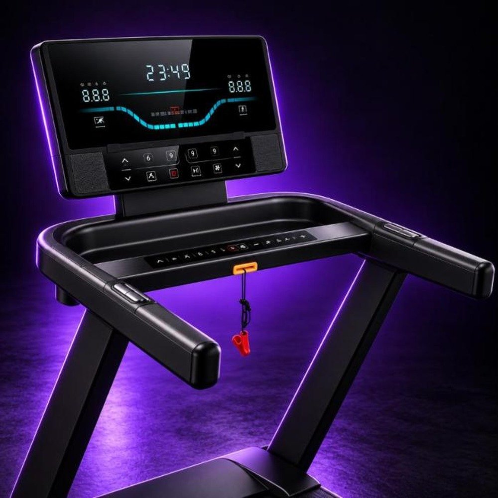 OMA 3304EA treadmill LCD display and handlebar speed incline controls