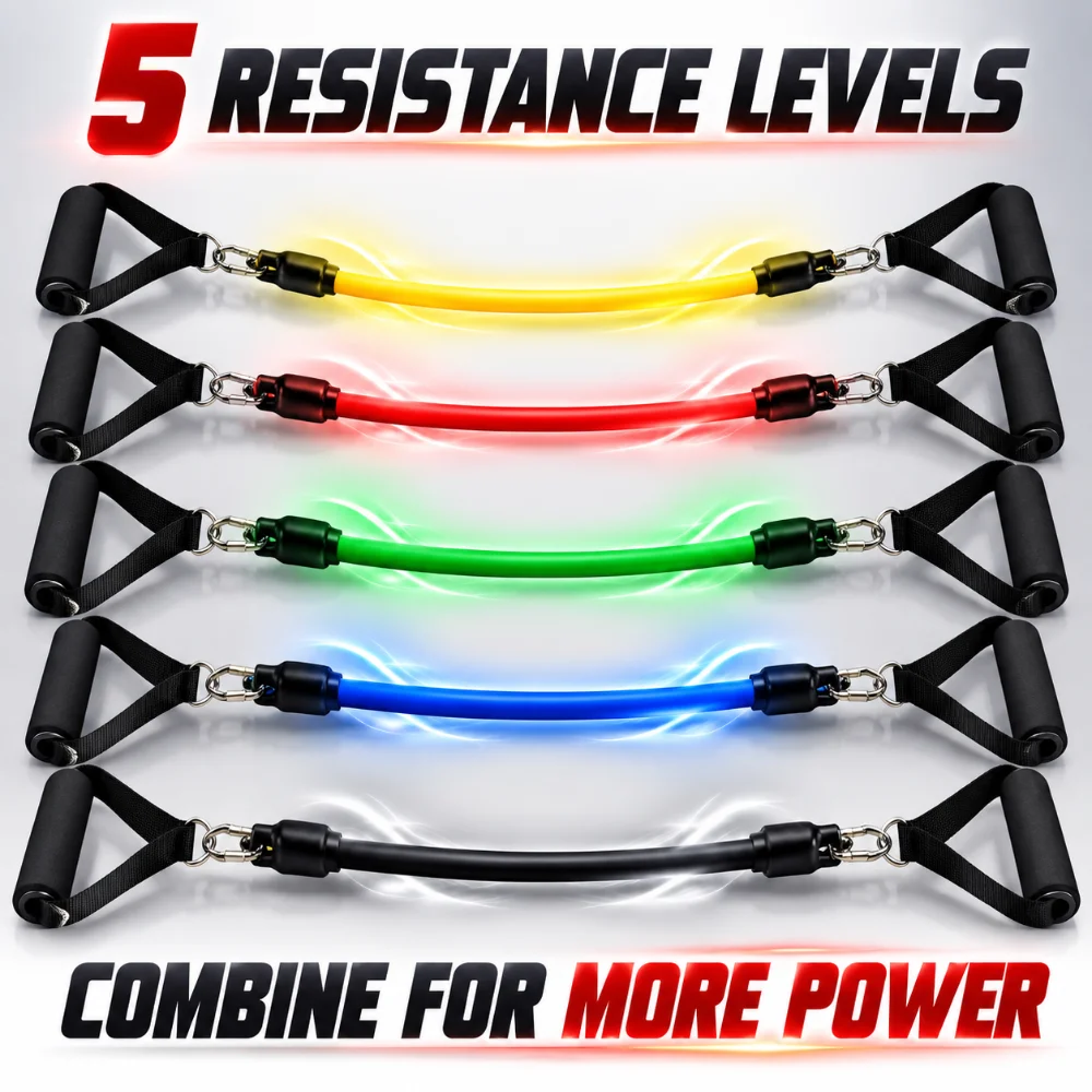 Resistance band set with 5 resistance levels