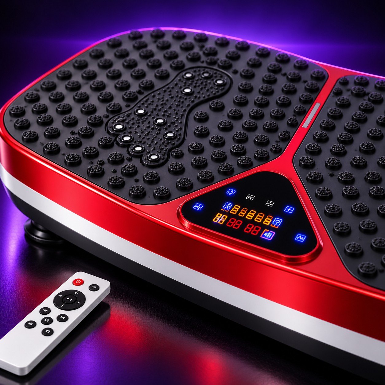 Vibration plate LED control panel and remote control close-up